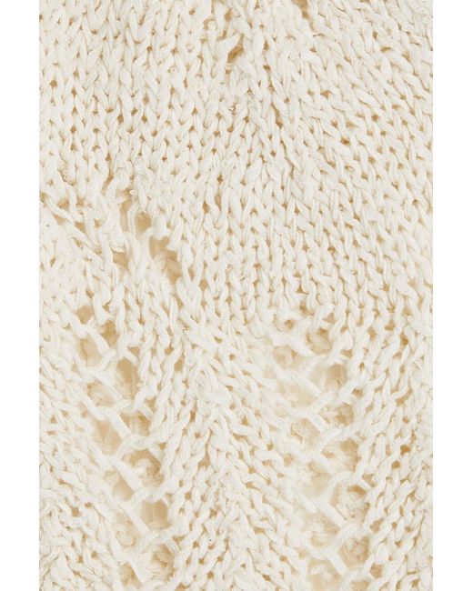 Acne Natural Cropped Crochet-knit Cotton-blend Tank