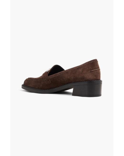Bally Brown Ellyane Embellished Suede Loafers