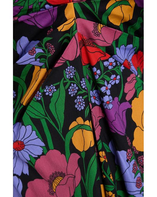 Farm Rio Multicolor Cutout Floral-Print Cotton-Sateen Midi Dress