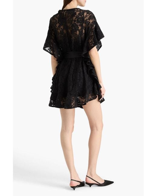 Zimmermann Black Ruffled Lace Top