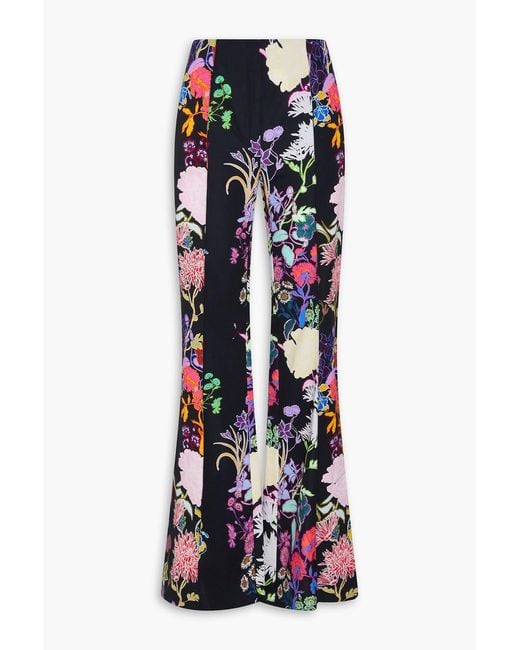 Borgo De Nor White Morgan Floral-Print Taffeta Flared Pants