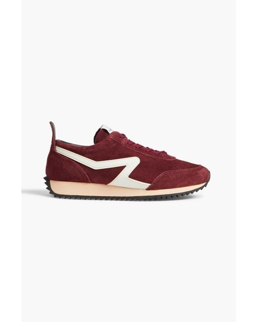 Rag & Bone Red Retro Runner Leather-trimmed Suede Sneakers
