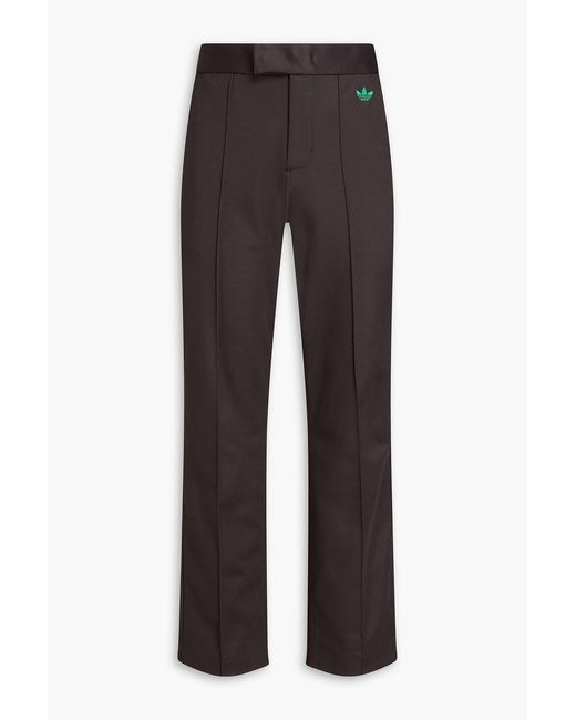 Adidas Originals Black Embroidered Cotton-blend Jersey Track Pants for men