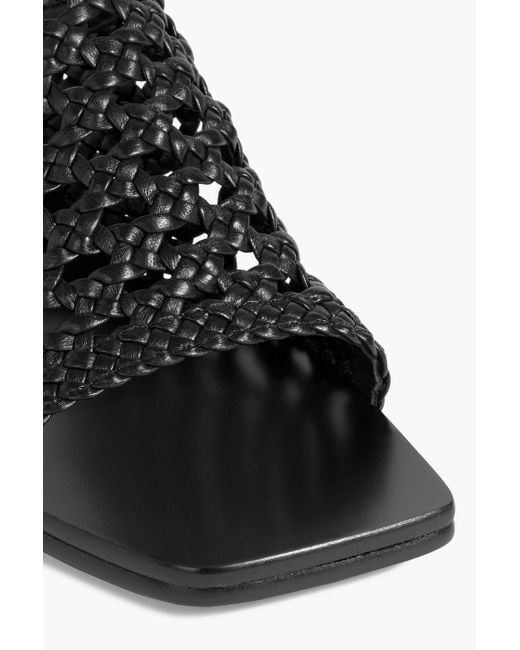Jonathan Simkhai Black Elia Woven Leather Mules