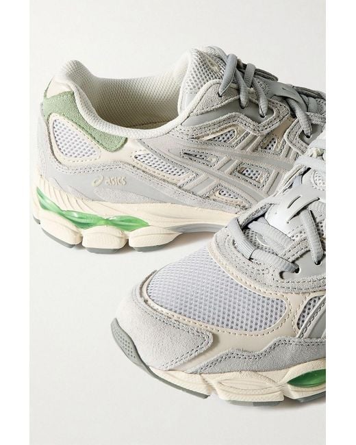 Asics Gray Gel-Nyc Leather And Suede-Trimmed Mesh Sneakers