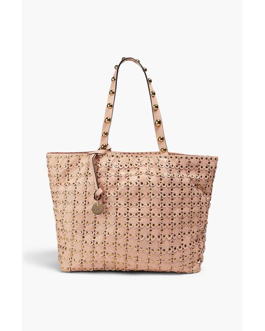 Red(v) Pink Flower Puzzle Leather Tote
