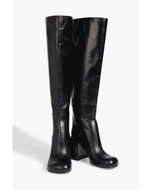 Jil Sander Black Leather Knee Boots