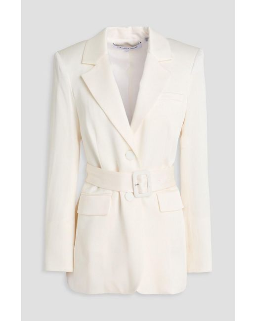 Veronica Beard Natural Ryanne Dickey Belted Crepe De Chine Blazer