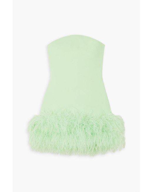 Safiyaa Green Rowan trägerloses minikleid aus crêpe mit federn