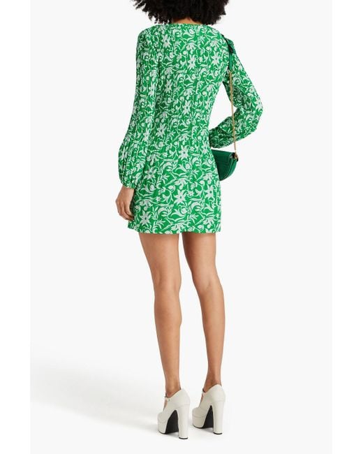 Maje Green Minikleid aus plissiertem crêpe mit floralem print