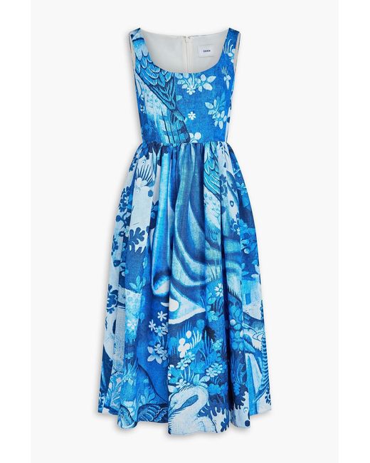 erdem blue floral dress Floral Print Midi Dress, ABSTRACT ROSE NAVY / 10 main image 1