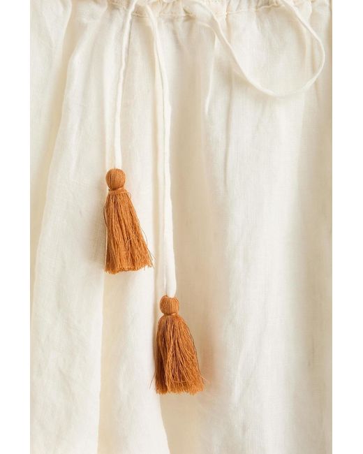 HANNAH Natural Tasseled Linen Shorts