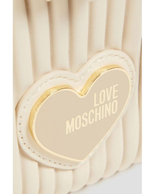 Love Moschino Natural Pintucked Faux Leather Backpack