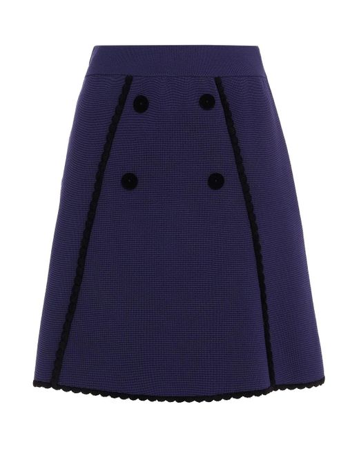 Sandro Synthetic Scalloped Two-tone Knitted Mini Skirt in Blue | Lyst