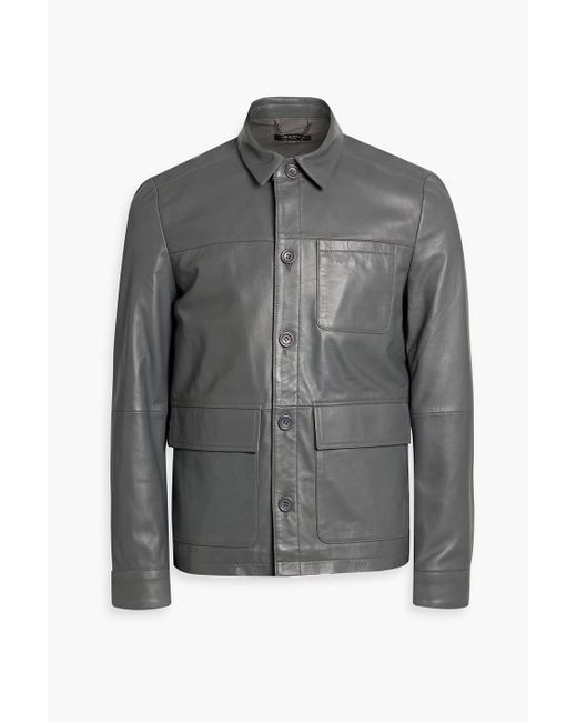 Muubaa Gray Nelson Leather Jacket for men
