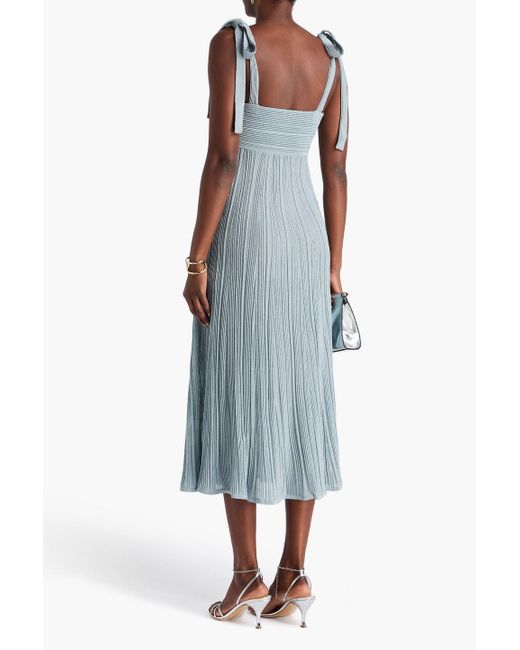 Zimmermann Blue Metallic Ribbed-knit Midi Dress