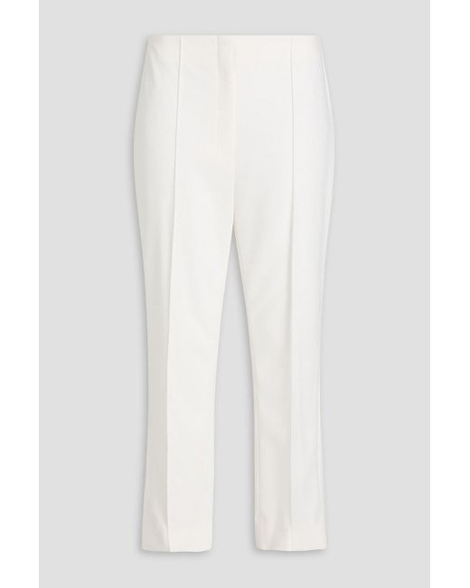 Theory White Cropped Crepe Tapered Pants
