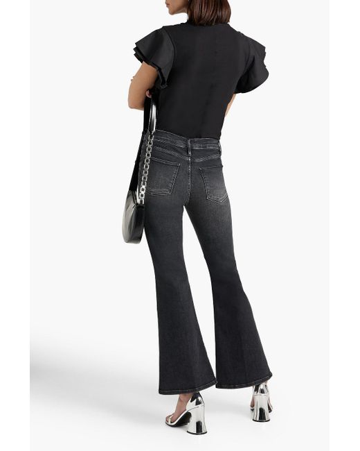 FRAME Black Le Pixie High Faded High-rise Flared Jeans