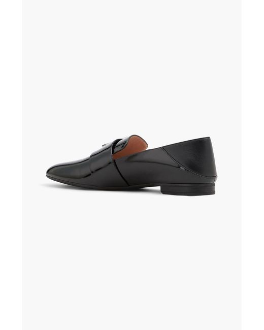 Bally Black Boucle Buckled Patent-Leather Collapsible-Heel Loafers