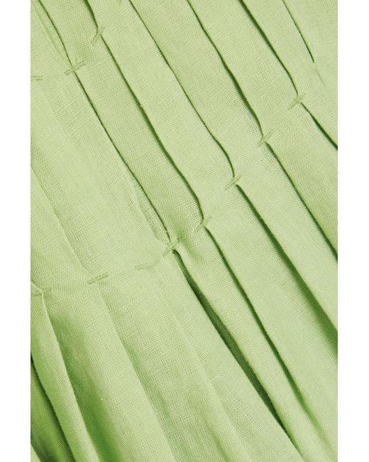Emporio Armani Green Midikleid aus leinen mit falten