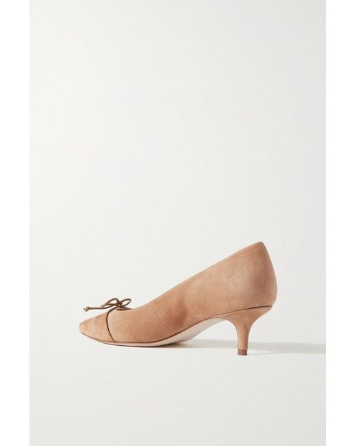 Porte & Paire White Pumps aus veloursleder mit lederbesatz