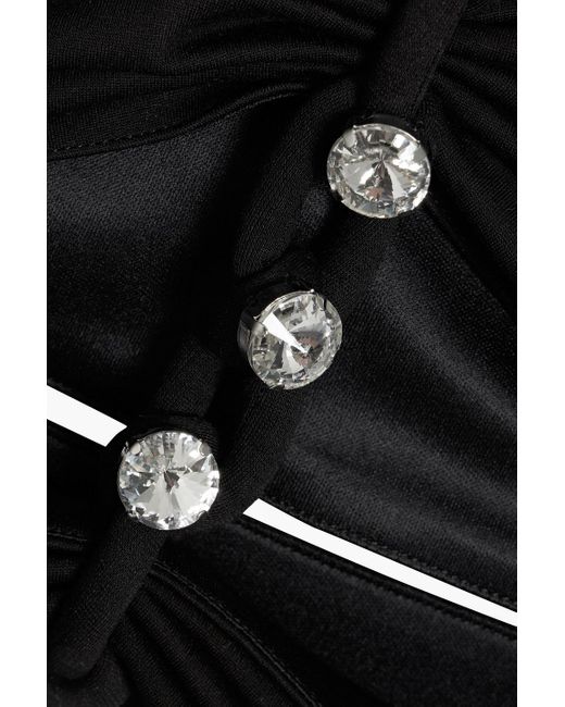 Area Black Cutout Crystal-embellished Jersey Halterneck Top