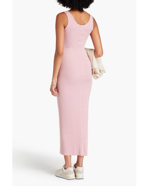 Enza Costa Pink Ribbed Jersey Maxi Dress