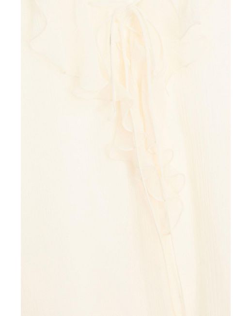 Nili Lotan White Gisella Ruffled Silk-crepon Blouse