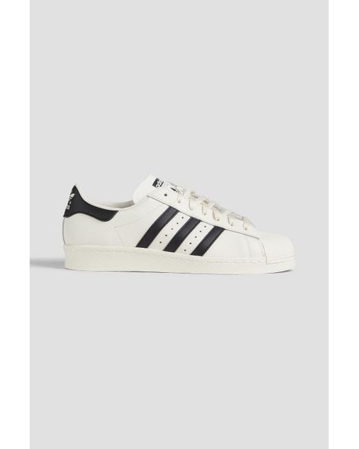 Adidas Originals White Superstar 82 Striped Leather Sneakers for men