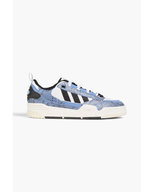 Adidas Originals Blue Adi2000 Smooth And Snake-effect Leather Sneakers for men