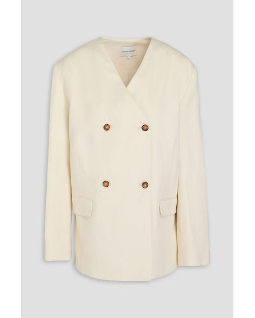 Loulou de Saison Natural Icha Double-breasted Cotton And Linen-blend Twill Blazer