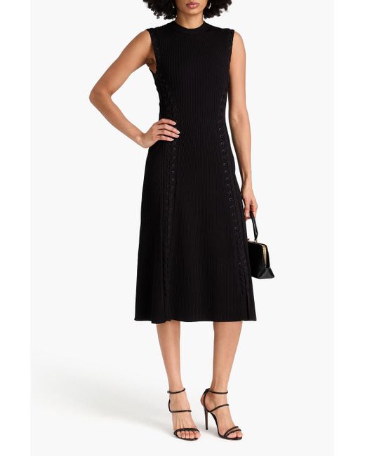 Jonathan Simkhai Black Lorena Lace-up Ribbed-knit Midi Dress