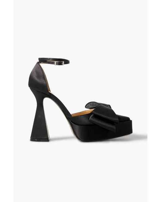 Mach Mach Le Cadeau Crystal embellished Satin Platform Pumps in Black Lyst UK