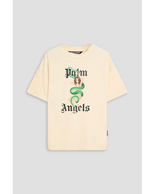 Palm Angels Natural Printed Cotton-Jersey T-Shirt for men