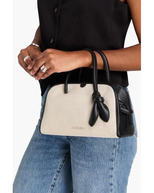 Jacquemus Natural Le Petit Turismo Leather And Canvas Tote