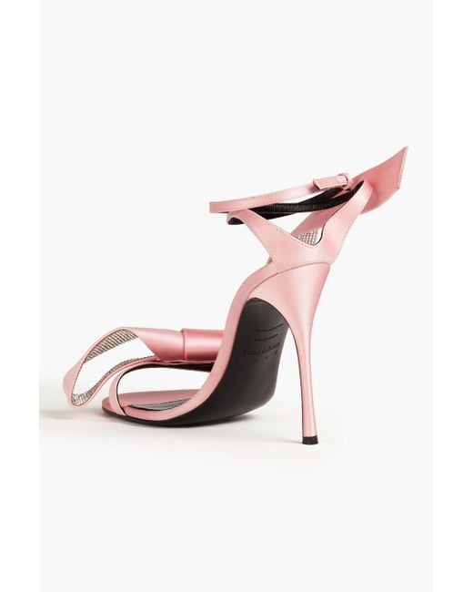 Sergio Rossi Pink Marquise Embellished Satin Sandals