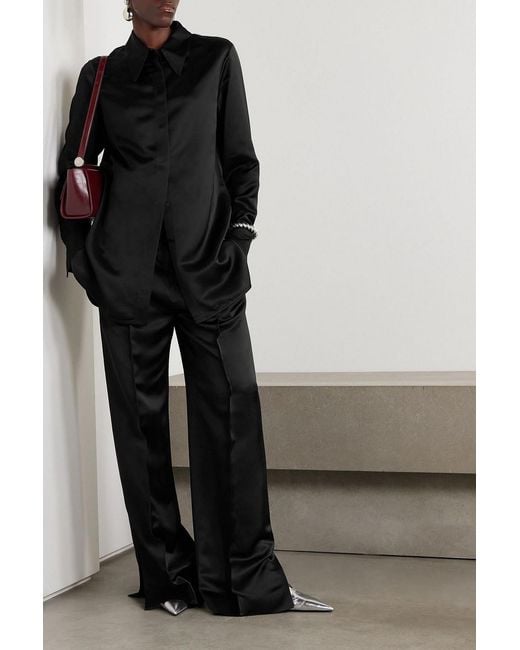 Jil Sander Black Satin Wide-Leg Pants