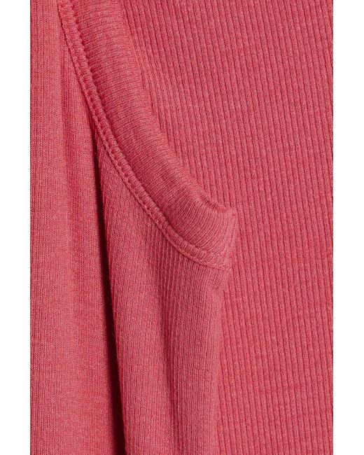 ATM Red Ribbed Stretch-modal Jersey Midi Dress