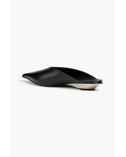 Mugler Black Leather Mules