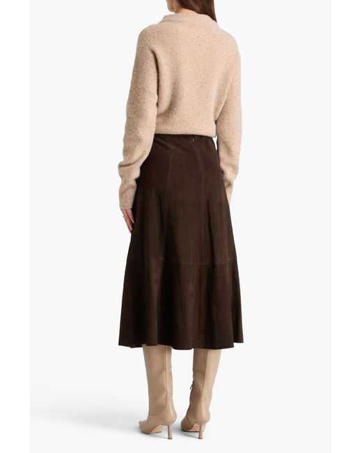 Vince Brown Suede Midi Skirt