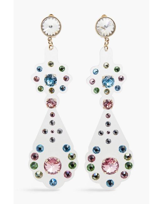 Red(v) White Gold-tone, Pvc And Crystal Clip Earrings