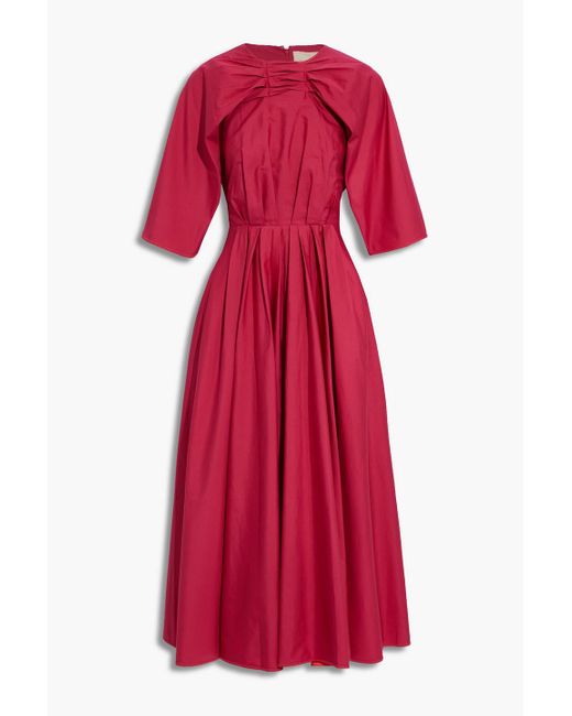 Roksanda Pink Stella Pleated Cotton-poplin Midi Dress