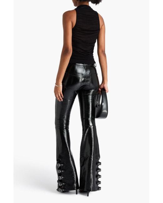 Courreges Black Buckled Cotton-Blend Bootcut Pants