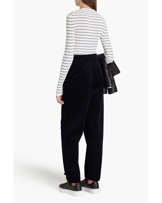 Emporio Armani Blue Cotton-corduroy Straight-leg Pants