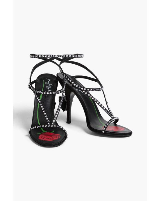 Magda Butrym White Floral-Appliquéd Crystal-Embellished Satin Sandals