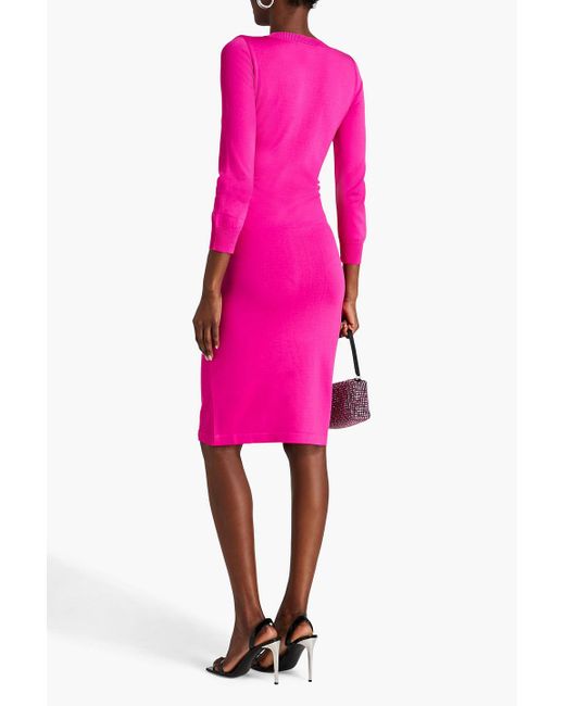 Boutique Moschino Pink Buckle-detailed Knitted Dress