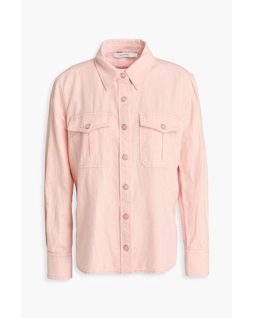Zimmermann Pink Cotton And Linen-Blend Twill Shirt