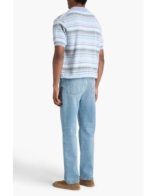 Missoni Blue Bouclé-Knit Cotton-Blend Shirt for men