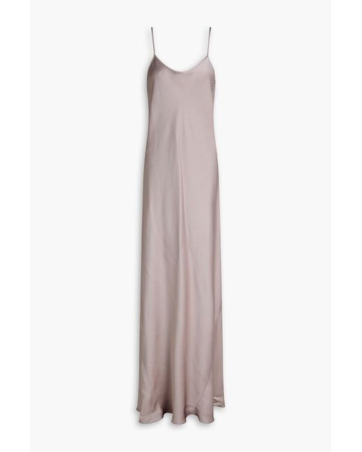 Victoria Beckham Gray Satin-Crepe Maxi Slip Dress