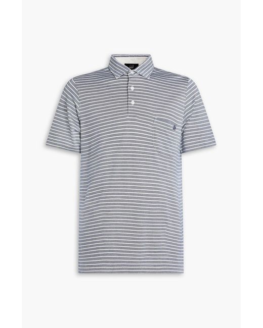 Dunhill Gray Striped Cotton And Silk-blend Jersey Polo Shirt for men